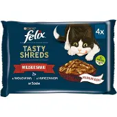 Purina FELIX Tasty Shreds met rundvlees en kip - 4x 80g