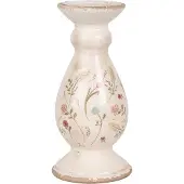 Clayre & Eef Kandelaar Ø 12x26 cm Beige Keramiek Bloemen