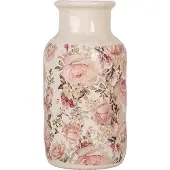 Clayre & Eef Vaas Ø 14x26 cm Beige Keramiek Bloemen