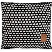 Knit Factory Mila Sierkussen - Vierkant kussen - Kussen woonkamer - Bank kussen - Decoratie kussen - Beige/Zwart - 50x50 cm - Kussenhoes inclusief kussenvulling