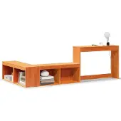 vidaXL Nachtkastje met bureau 222x122x75 cm grenenhout wasbruin