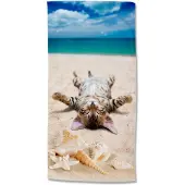 Good Morning Kinder Strandlaken Velours Beachcat 75x150cm - multi