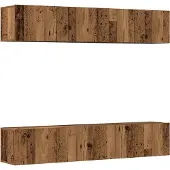 vidaXL Tv-wandkasten 4 st bewerkt hout oud houtkleurig