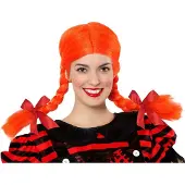 Bigbuy Pruik met Vlechten Oranje 118950