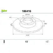 Valeo 186416 Remschijf