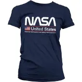 Hybris NASA Dames Tshirt -2XL- United States Blauw