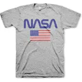 Hybris NASA Heren Tshirt -2XL- Old Glory Grijs