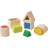 Plantoys Puzzel Geometrische vormen om in elkaar te steken - Montessori methode - 10 stukken - vanaf 12 maanden