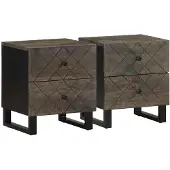 vidaXL Nachtkastjes 2 st 40x33x46 cm massief mangohout zwart