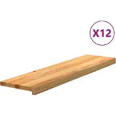 vidaXL Traptreden 12 st 100x25x2 cm massief eikenhout lichtbruin