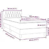 vidaXL Boxspring met matras fluweel lichtgrijs 80x220 cm
