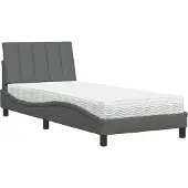 vidaXL Bed met matras "Hanko" stof donkergrijs 90x200 cm