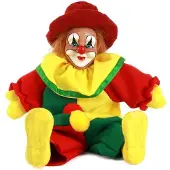 Partylook Clownspop met hoed rood geel groen 20 cm (groen, geel, rood)