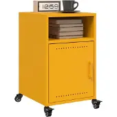 vidaXL Nachtkastjes 2 st 36x39x59 cm staal mosterdgeel