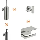 Guido Gusto Toilet accessoires set Gun metal design met zeepdispenser