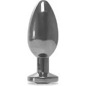 Black Label - RVS Buttplug met Transparant Sierkristal S