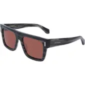 Ferragamo Zonnebril - - SF2063SE - Grijs gestreept - Acetaat Renew - Vierkant 53/19/145
