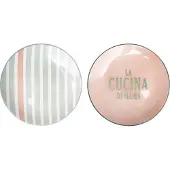 Gusta Patio - Borden - Groen Roze - Tekst en Print - ø16,5cm - set van 2