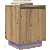 vidaXL Nachtkastje met LED-verlichting 38x34x50 cm artisanaal eiken