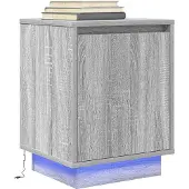 vidaXL Nachtkastje met LED-verlichting 38x34x50 cm grijs sonoma