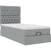 vidaXL Ottoman bed met matras 90x190cm stof lichtgrijs