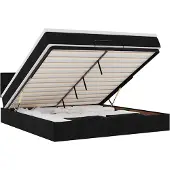 vidaXL Bed poef met matras en LED's 180x200 cm stof zwart