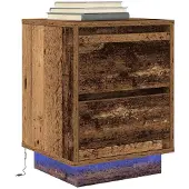 vidaXL Nachtkastje met LED-verlichting 38x34x50 cm oud hout