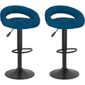 vidaXL Barkrukken 2 st fluweel blauw