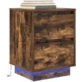 vidaXL Nachtkastje met LED-verlichting 38x34x50cm gerookt eikenkleurig