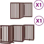 vidaXL Hondenhek inklapbaar 9 panelen 450 cm populierenhout bruin