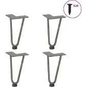 vidaXL Haarnadelpoten voor Salontafel 4 st 20 cm massief staal naturel