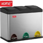 Hoppa! - Driedubbele Afvalbak - Zilver - RVS 45 liter