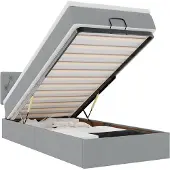 vidaXL Ottoman bed met matras en LED's 90x190cm stof lichtgrijs