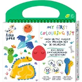 Haku Yoka: MIJN EERSTE KLEURKIT / DINOVRIENDEN 20,5x24x2cm, bevat 6 waskrijtjes met lachend gezichtje, 35 kleurvellen en afneembare stickers, bevat 10% bijenwas, 3+