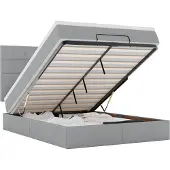 vidaXL Ottoman bed met matras 140x190cm stof lichtgrijs