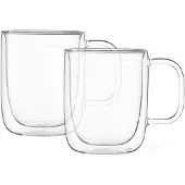 Viva Scandinavia Classic Koffie-/Theeglas - Dubbelwandig - Incl. Handvat - 350 ml - Transparant