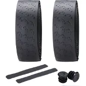 BBB Cycling Stuurlint Racefiets - Beste Grip en Schokabsorptie - Lengte: 200cm - Dikte: 2.5mm - Inclusief Stuurdoppen - Zwart - UltraRibbon Gel Stuurtape BHT-15G