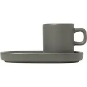 Blomus Espressokop & Schotel Pilar Pewter (Set van 2)