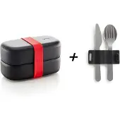Lékué Lunchbox/Broodtrommel - To Go - Set met Bestek - Black