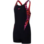 Speedo ECO Printed Muscleback Panel Legsuit Badpak Meisjes Navy - Roze - Rood 128