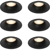 QAZQA Set van 6 inbouwspots zwart GU10 50mm - Gijs