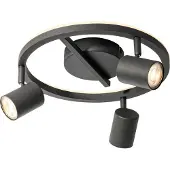 QAZQA Plafondspot zwart GU10 50mm 3-lichts rond incl. backlight en 3-way switch - Back Up