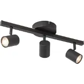 QAZQA Plafondspot zwart GU10 50mm 3-lichts incl. achtergrondverlichting en 3-standen schakelaar - Back Up