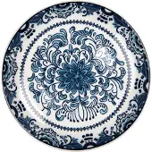 Clayre & Eef Ontbijtbord Ø 21x3 cm Wit Blauw Keramiek
