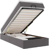 vidaXL Ottoman bed met matras 90x200cm kunstleer grijs