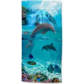 Good Morning Kinder Strandlaken Velours Will 75x150cm - blue