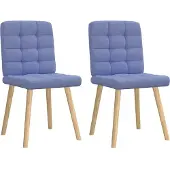 vidaXL Eetkamerstoelen 2 st stof jeansblauw