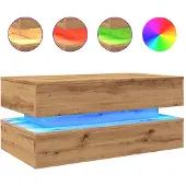 vidaXL Salontafel met LED-verlichting 90x50x40cm artisanaal eikenkleur