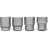 Ferm Living Ripple glas 4-pack smoked grey