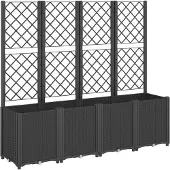vidaXL Plantenbak met latwerk 160x40x140 cm polypropeen zwart